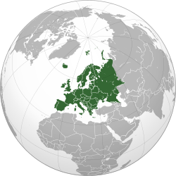 Europe orthographic Caucasus Urals boundary with borders svg